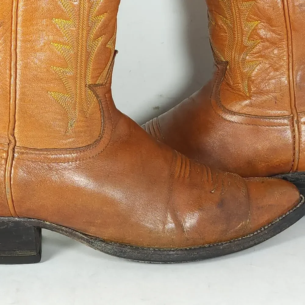 Vintage Tony Lama 0501 Men's US8D Brown Leather Western Ranch Boots